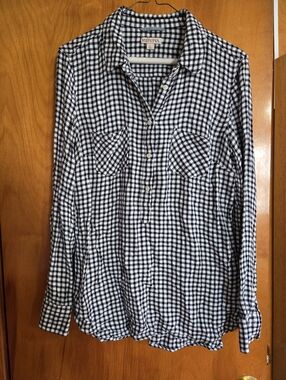 Merona Black & White Gingham Button-Down Shirt, Lg